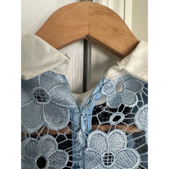 Self-Portrait Flower Garden Guipure Lace Dress in Light Blue Size US 4 Fairy - Picture 11 of 12